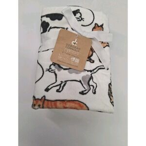 Deborah Connolly Set of 3 White Hand Towels /w Cats 16" X 28" NWT
